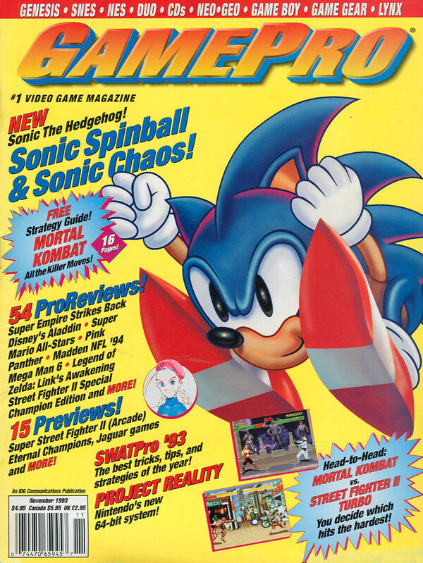 GamePro 052 (Nov 1993) Sonic Spinball and Sonic Chaos cover